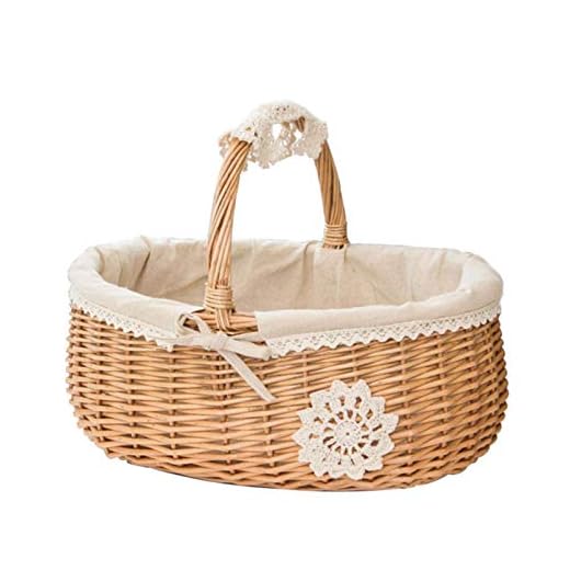 jatour Panier À Provisions en Osier Panier De Pique-Nique Panier Pique Nique Osier Panier De Rangement Osier Corbeille De Fruits Osier Panier De Fleurs pour Le Camping en Plein Air