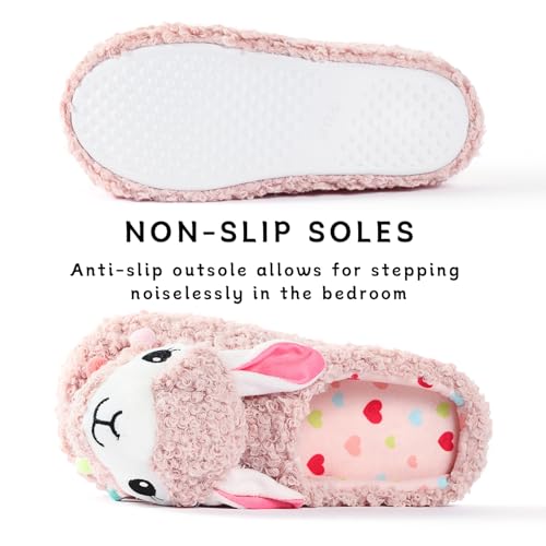 Image of Cute Animal Slippers - Soft Fuzzy Alpaca & Llama Memory Foam for Women - Indoor Warm Non-Slip Bedroom Slippers