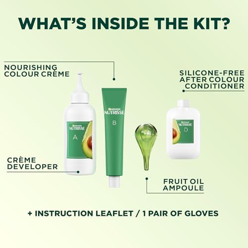 GARNIER Nutrisse Cream, Permanent Hair Colour, 30 Intense Dark Brown, 100% Grey Coverage, Nourished Hair Enriched With Avocado Oil, 1 Application — view 7