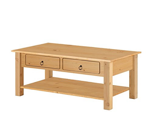 Preisvergleich Produktbild Loft24 Ilona Couchtisch Landhaus Wohnzimmertisch mit Schubladen Beistelltisch Kaffeetisch Sofatisch 110x60 cm Kiefer massiv gebeizt geölt