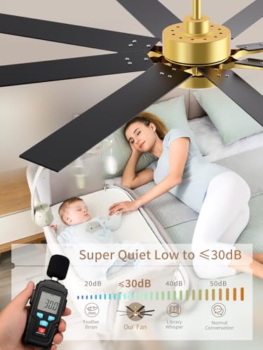 Image of LANMEL Ceiling Fan with Light, Modern Flush Mount Low Profile with Remote Control, Reversible, 3CCT Dimmable, Quiet,LED for Bedroom, Living Room, Indoor /Outdoor Patio Use 72 Inch Gold & Black