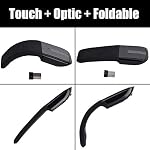 Folding Mouse, 2.4G Portable Foldable Arc Touch Optical Mice with USB Receiver, Ergonomic Design, for PC Computer Laptop Notebook (Black)