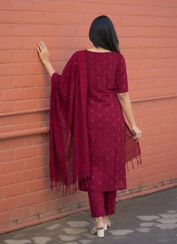 Image of ANNI Designer Women's Purple Printed Kurta Set | Pure Viscose 3 Piece Ethnic Suit Set with Pant & Dupatta | Festive for Women | Cotton Kurta Sets for Woman