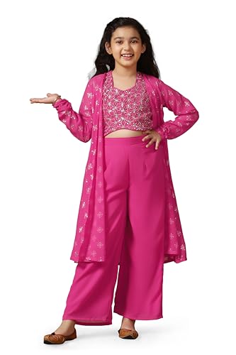 Image of Fashion Dream Girls Georgette Embroidered Palazzo Set|Kids Ethnic Wear|sharara set for girls|Indo Western Set