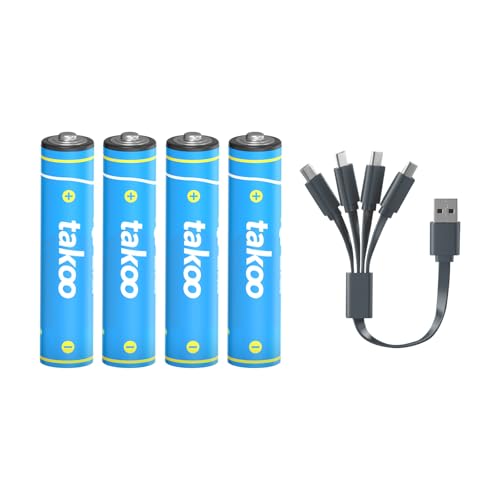 TAKOO Lithium AA/AAA Batteries 4/8 Pack, Rechargeable