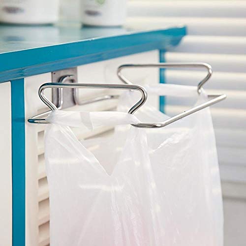 Chiloskit Over The Cabinet Metal Wire Small Trash Bags Hangers Garbage Bags Holder Stainless Steel Trash Bag Holder Back Door Hook Hangers