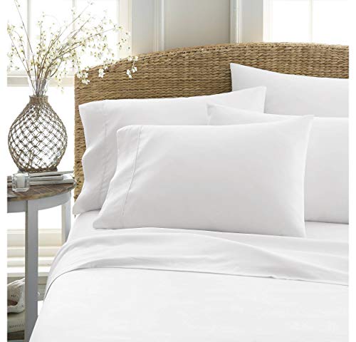 CreamComfort Juego de sábanas de lujo de 4 piezas en tamaño doble del Reino Unido, 100% algodón egipcio en color blanco, 600 hilos con sábana bajera ajustable de bolsillo extra profundo
