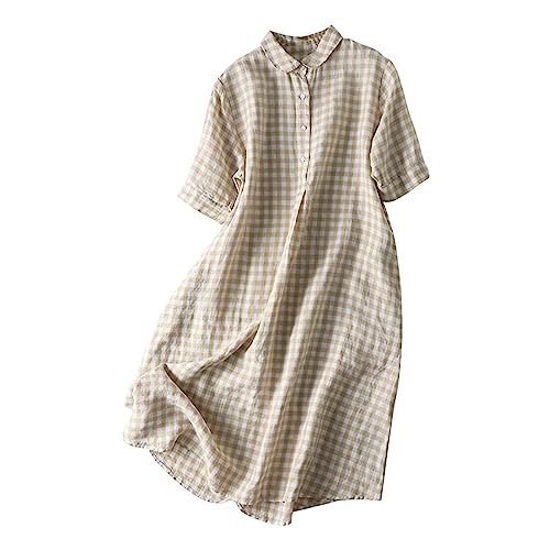 Robe en lin décontractée à carreaux pour vos sorties d'été ensoleillées