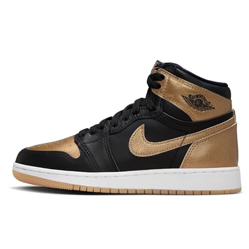 Air Jordan 1 High OG Big Kids' Shoes (FD1437-071, Black/Sail/Metallic Gold) Size 5