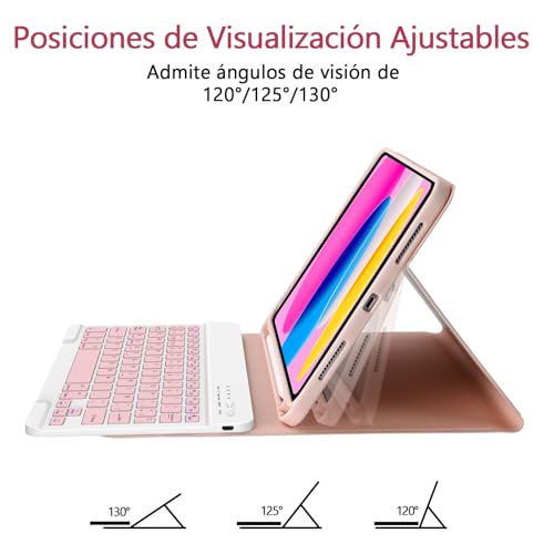 TQQ Funda con Teclado para iPad 11ª Generación A16 2025 y 10ª Generación 2022, (QWERTY Español Ñ) Desmontable Bluetooth Teclado para iPad 10/11 Gen - imagen 3
