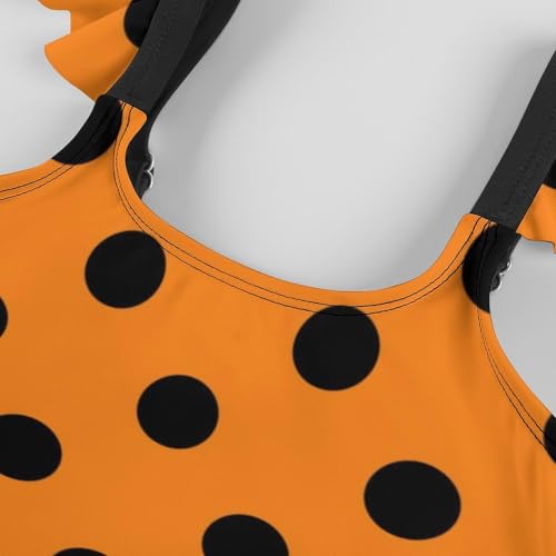 Image of Girls One Piece Swimsuit Polka Dots Ruffles Swimwear Bathing Suits 3-12 Years