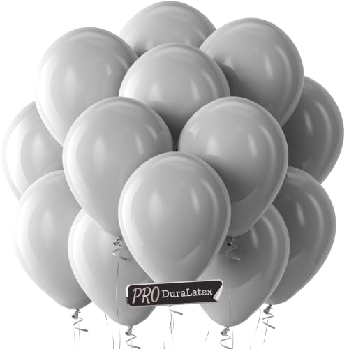Image of Bezente Pro Duralatex Gray Extra-Thick Balloons 100 Pack 12 inch | Pastel Grey Balloons for Birthday Bridal Shower Wedding Anniversary Party Decorations
