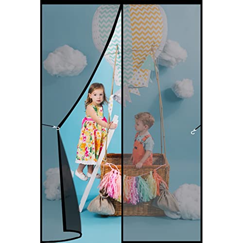 Moustiquaire Porte Fenetre Magnétique 140 x 215 cm Fermeture Automatique Rideaux Anti Mouches Porte Montage Facile Coller Pour portes fenêtres, Noir
