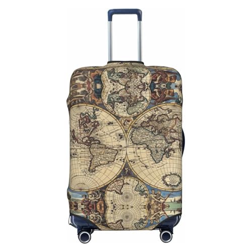 Ancient Map World Globe Print Luggage Suitcase Cover Protector Luggage Washable Covers With Concealed Zipper