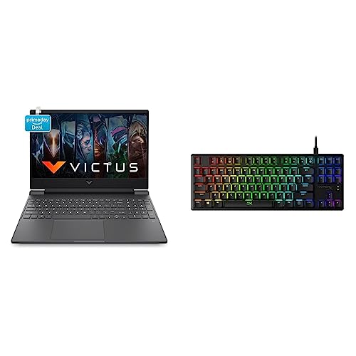 Image of HP Victus Gaming 12th Gen Intel Core i5 12450H Processor 15.6 inch(39.6 cm) FHD Gaming Laptop & HyperX Alloy Origins Core RGB Mechanical Gaming Keyboard, Red Switch, US Layout