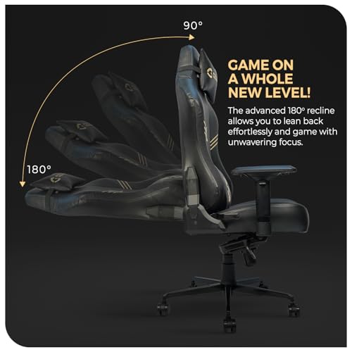 Image of CELLBELL Alpha Multi Functional Ergonomic Gaming Chair with Footrest Premium Fabric Magnetic Neck Lumbar Pillow 4D Armrests 180 Degree Recline Class 4 Hydraulic Metal Base 60mm Wheels (Black)