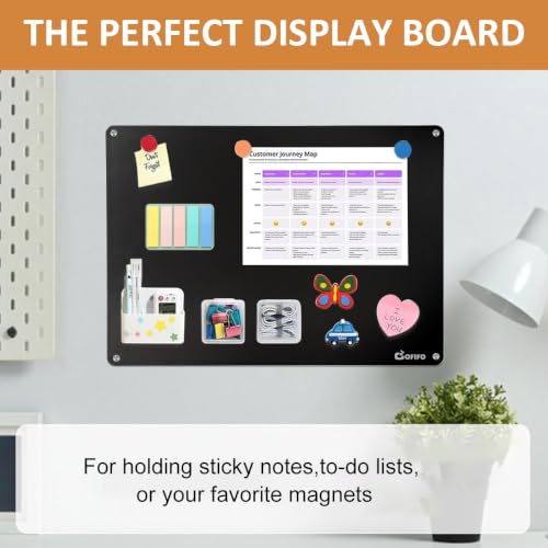 Image of Stainless Steel Magnetic Board 16.9 x 11.8 Inches, Wall Mounted Magnet Bulletin Memo Board for Notes, Photos, Letters, Numbers, Kitchen, Home, Office, Refrigerator & Cabinet Display (Black)