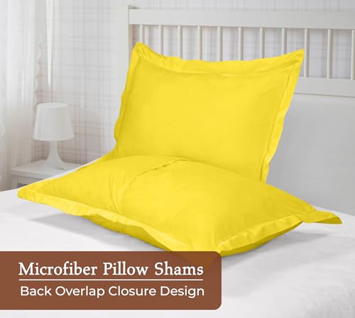 Image of Royale Linens Pillow Shams 2 Pack Euro Size 26x26 Inch - Brushed 1800 Microfiber - Bed Pillow Shams, Wrinkle Resistant Super Soft and Cozy - Back Overlap Closure - Oxford Pillowcase (Euro, Yellow)