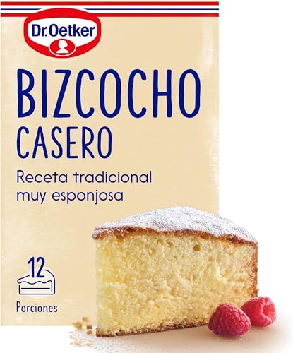 DR. OETKER Bizcocho Casero, preparado de repostería para bizcocho esponjoso (340 g) con sobre de azúcar glas (10 g), ideal como base para tartas, postres y pasteles (12 raciones) (Paquete de 6)