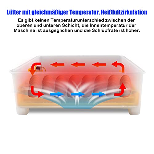 Foto von MorNon Brutmaschine Vollautomatische Eierbrutschrank 48 Eier Inkubator Digitales Brutapparat Automatischer Inkubatoren mit Led Temperaturanzeige und Feuchtigkeitsregulierung für Geflügeleier Ente Gan
