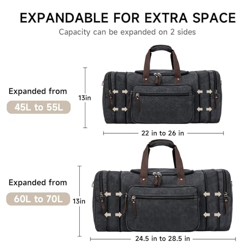 Canvas Expandable Duffle Bag for Men Traveling, Luggage Travel Bag Weekender Overnight Bag,Mens Gym Carry on Duffel Bags4