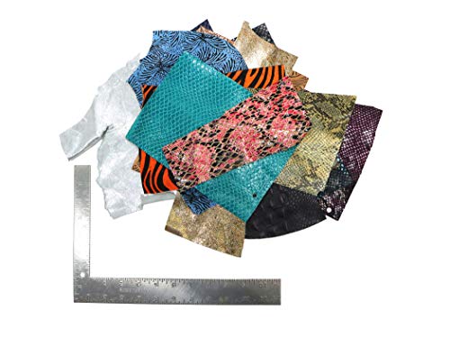 Stonestreet Leather Bright And Colorful One Pound Embossed And Printed Scraps Leather Remnants Earrings, Key Fobs, Small Accessories, Cuff Bracelets #TOP7