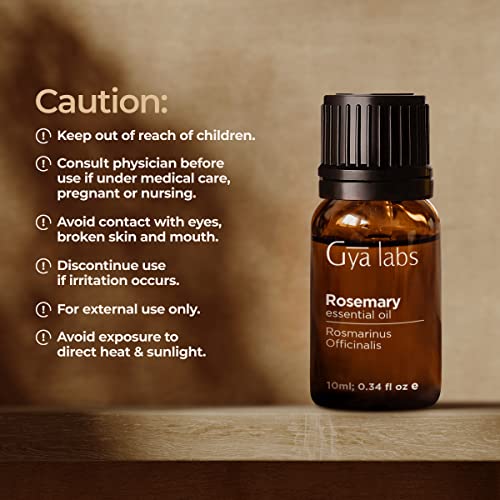 Gya Labs Pure Rosemary Oil For Hair Growth & Dry Scalp (0.34 Fl Oz) - 100% Therapeutic Grade Undiluted Rosemary Essential Oils For Hair Growth, Hair Loss, Skin & Diffuser #TOP7