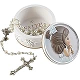 Precious Moments 202428 Faith is The Light That Guides You Girl Resin Box with Rosary, One Size, Multicolored