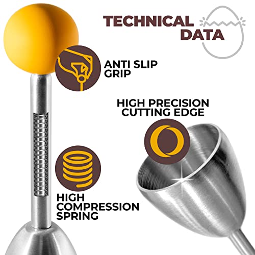 Egg Cups For Soft Boiled Eggs, Soft Boiled Egg Holder, Egg Topper - Includes 2 Egg Cups, 2 Metal Spoons & 1 Soft Boiled Egg Cutter Or Opener #TOP3