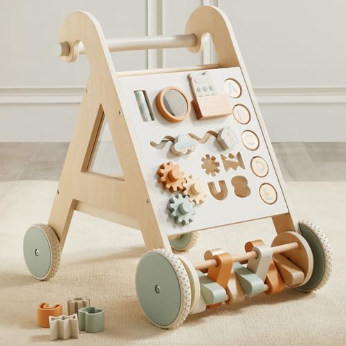 Image of Asweets Wooden Baby Walker, Baby Push Walker, Montessori Walker Toy for Boys and Girls, Step Right Up Activity Walker, Push Toys for Kids Development