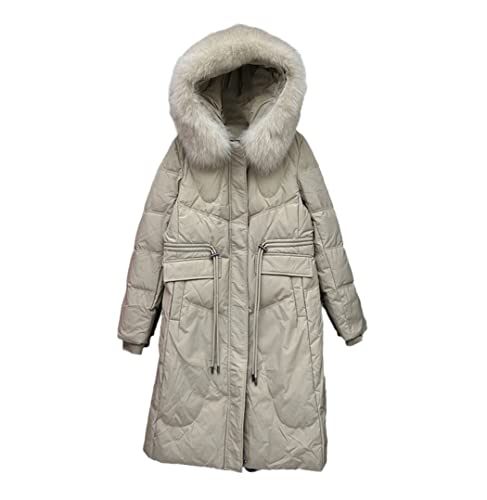 Doudoune blanche en duvet de canard : isolation thermique et col fourrure haut de gamme