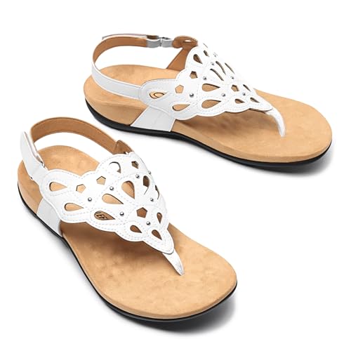 Athlefit Women's Orthopedic Flat Sandals with Arch Support White Size 8 by Athlefit - Used condition - Image 7