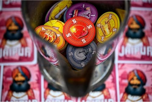 Image of Awestuffs Family Board Games for Adults and Kids - Ages 15 and up, (Jaipur) - Buy, Sell & Win in The Colorful Bazaars of Rajasthan | Strategic 2 Player Trading & Market Game