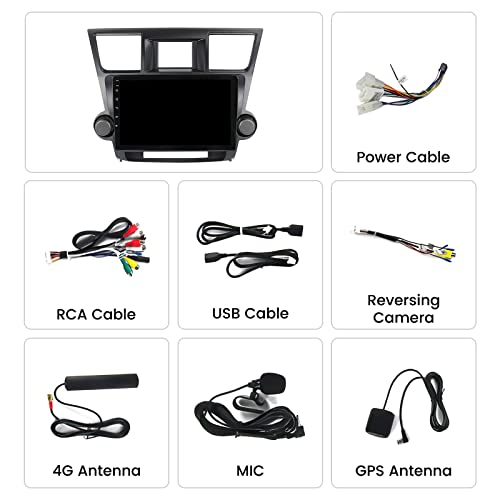 4+64GB 8-Core 1280x720 10.1 Inch Touchscreen Radio for Toyota Highlander 2009 2010 2011 2012 2013 2014 Android 13 5G WiFi Stereo with GPS Navigation, Car Play & Android Car FM DSP SWC Rear View - Image 7