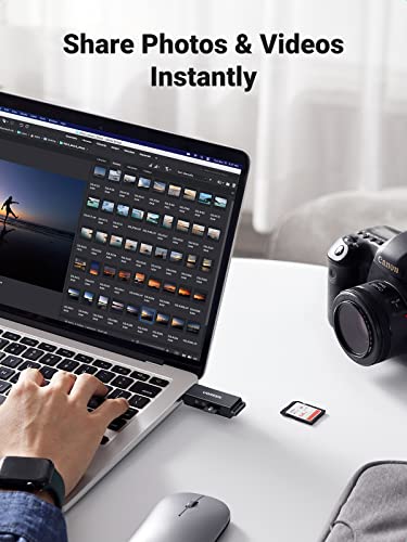 Image of UGREEN SD Memory Card Reader Portable USB 3.0 Dual Slot Flash Adapter Hub for TF, SD, Micro SD, SDXC, SDHC, MMC, RS-MMC, Micro SDXC, Micro SDHC, UHS-I for Mac, Windows, Linux, Chrome, PC, Laptop
