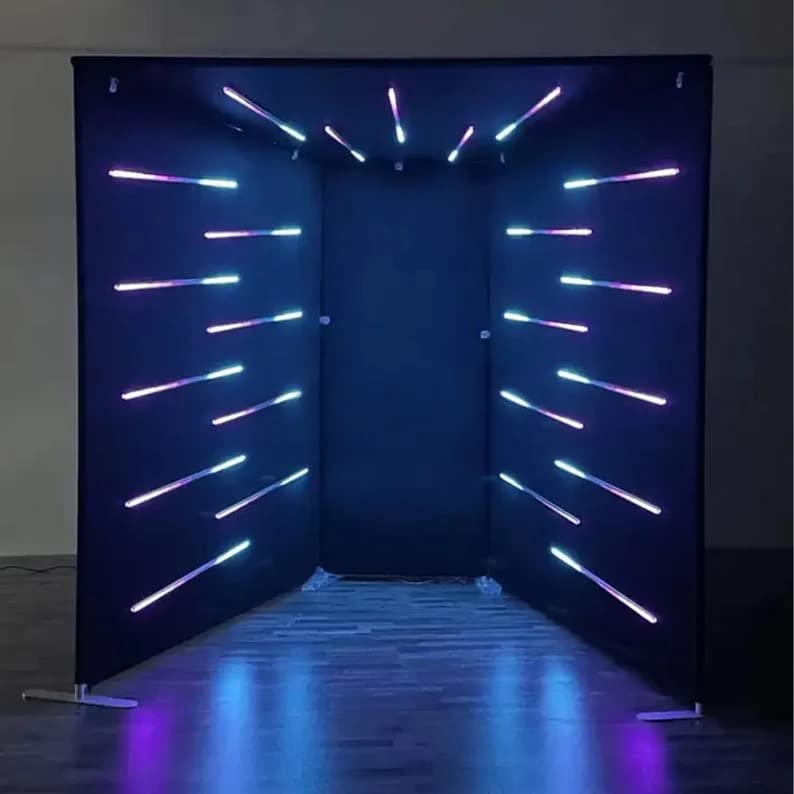 Photo Booth LED Enclosure, Light up Your Event with a Multi-Color LED Tension Fabric Vogue Photo Booth Enclosure