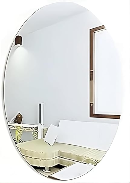 MARIDEX Oval Shape Adhesive Mirror Sticker for Wall on Tiles Bathroom Bedroom Living Room Basin Mirror Bathroom Wall Mirror Stickers Unbreakable Plastic Wall Mirror 20 * 30