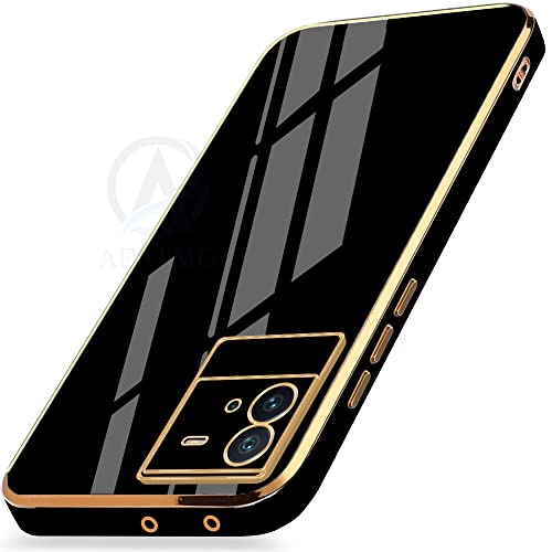 Image of AESTMO TPU Back Case Cover for Iqoo Neo 6 5G Back Cover|Gold Electroplating Chrome|Raised Edges|Super Soft-Touch|Bumper Back Case for Iqoo Neo6 5G (Gold&Black)