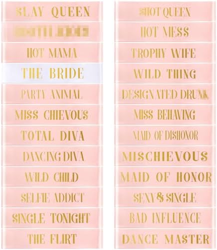 24 Pcs Bride Sash Bachelorette Party Bridesmaid Sashes Set Bridal...