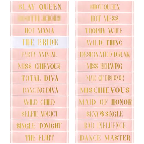 24 Pcs Bride Sash Bachelorette Party Bridesmaid Sashes Set Bridal...
