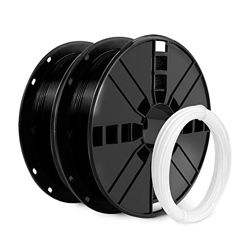 NOVAMAKER - Filamento PETG de 1,75 mm, paquete de filamento para impresora 3D negro con filamento de limpieza, carrete de 1 kg (2.2 libras) x 2, precisión dimensional +/- 0.02 mm, se adapta a la