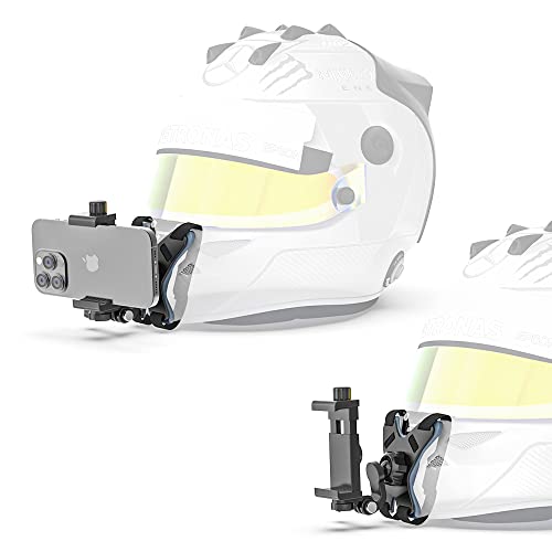 Image of Updated Motorcycle Helmet Chin Strap Mount with Phone Clip Compatible with iPhone 14 /14Pro /14 Plus, iPhone 13 /13 Pro, iPhone X /XS /XR, Samsung, LG, Pixel, Huawei, Xiaomi and More