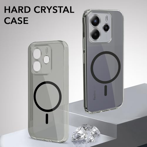 Image of Jkobi Lifetime Anti-Yellow MagSafe Compatible Clear Back Cover Case for Redmi Note 14 5G | Redmi Note 14 SE (Sleek Hard Crystal | Shockproof and Camera Protection)