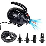 Electric Air Pump High Power Electric Air Pump 600W Portable Inflator Pump Air Compressor Pump Quick- Fill Inflator for Air Bed Mattress Paddling Pool,Inflator Deflator with 4 Sizes Nozzle UK plug