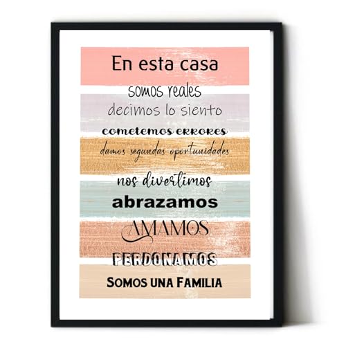 Didart Handmade Normas de la Casa – Cuadro Decorativo con Frases Motivadoras, Lámina Enmarcada A3, 40 x 50cm, ó 50×60cm, Decoración Hogar y Regalo Familiar. (MARCO NEGRO, 50 X 60 CM)