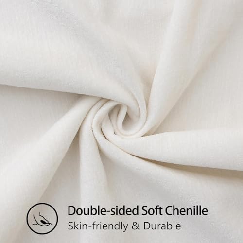 decorUhome Soft Chenille Throw Pillow Covers 26x26 Set of 2 Cream White by decorUhome - Used condition - Image 4