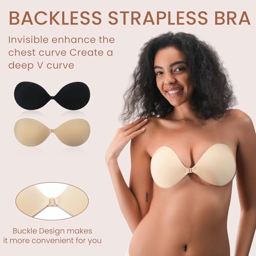 Strapless Sticky Bra Push up Invisible Stick on Bra Adhesive Bras for Women Backless Dress Reusable with Nipple Covers4