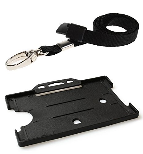Identity-Plus: Black Lobster Clip Safety Breakaway Lanyard with Black Landscape ID Card Holder (5)