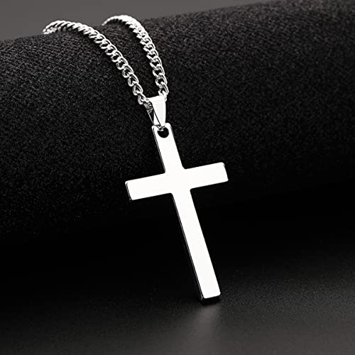 Cross Necklace for Men Silver Premium Alloy Solid Color Cross Pendant Necklace for Men Women Teens4