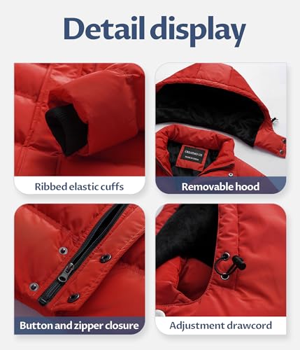 Image of CREATMO US Men's Puffer Jacket Waterproof Winter Parka jacket Warm Thicken Ski Coat